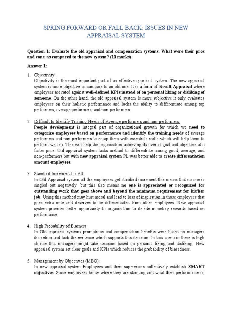 Spring Forward or Fall BackIssues in New Appraisal System PDF