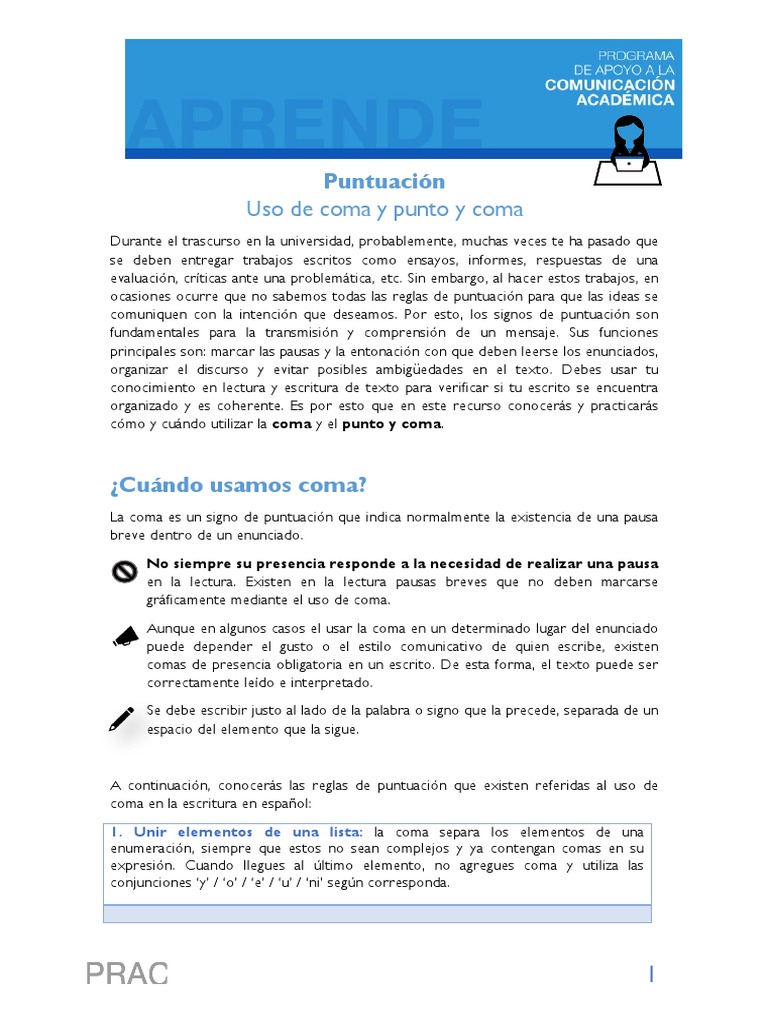 RE Uso de Coma y Punto y Coma | PDF | Coma | Puntuación