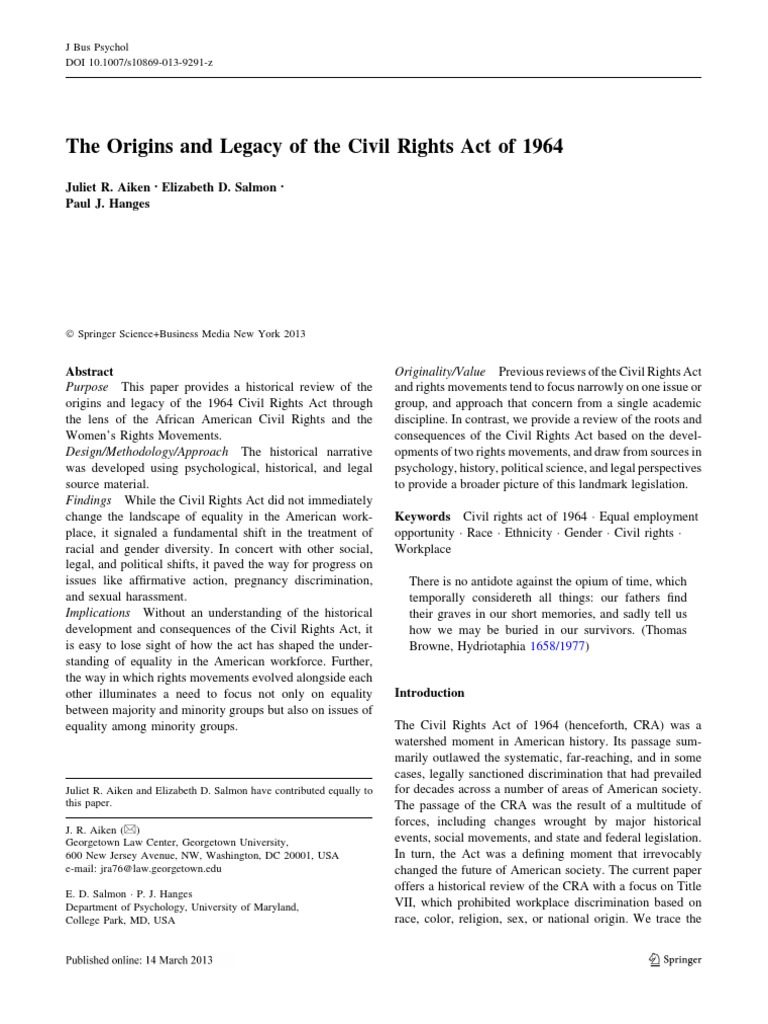 Aiken, Salmon, Hanges - 2013 - The Origins and Legacy of The Civil ...