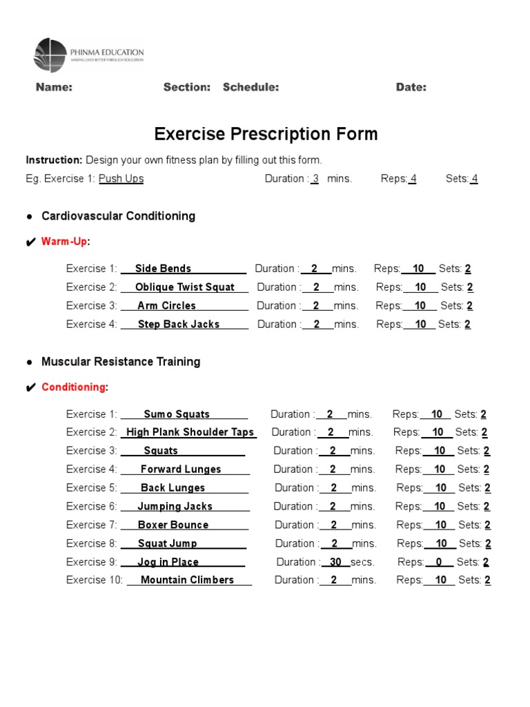 Module 3 Exercise Prescription PDF Body Shape Weight