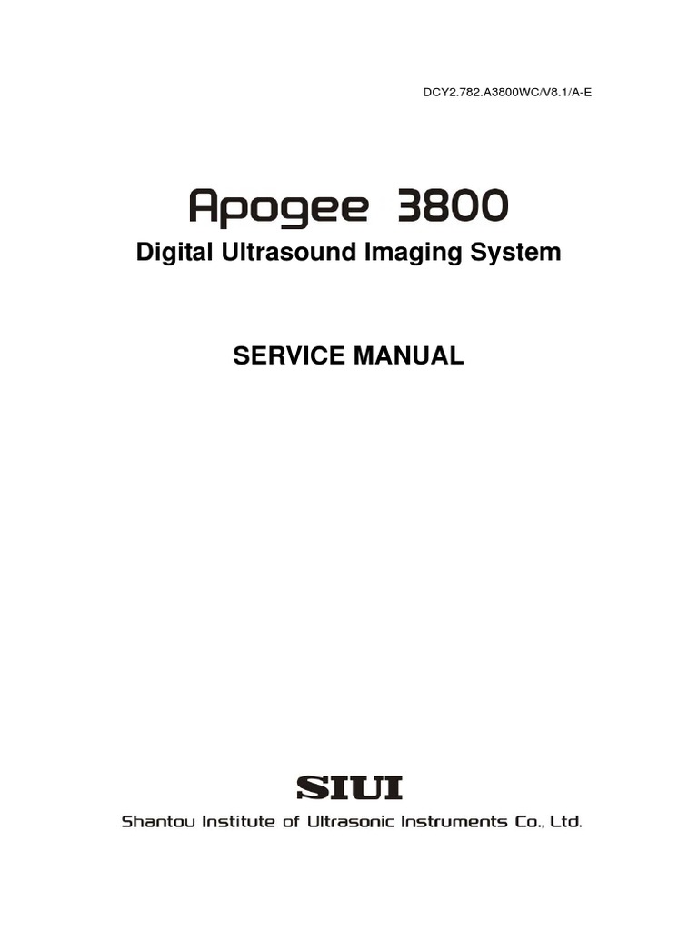 Apogee 3800 Service Manual | PDF | Power Supply | Ultrasound