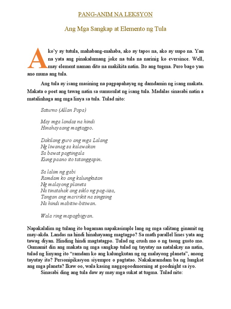 Pang-Anim Na Leksyon | PDF