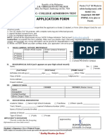 2020 Admission Test Application Form