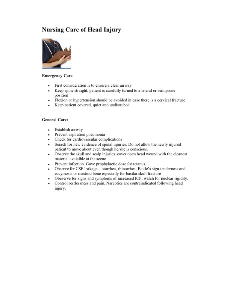 Nursing Care of Head Injury | PDF