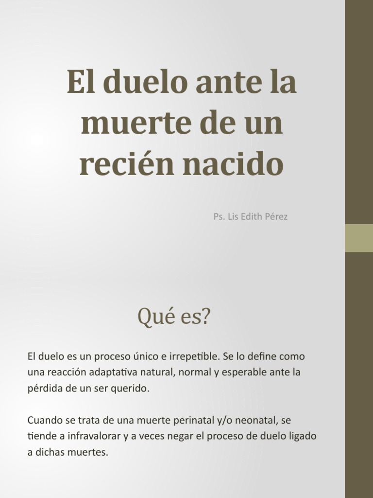 Duelo por la muerte de un recién nacido | PDF | Dolor | Infantes