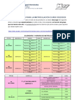 Instrucciones y Calendario para La Matriculacion 22 23