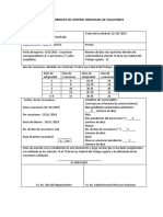 Formato de Control Individual de Vacaciones (Del 4 Al 8 Octubre 2018)