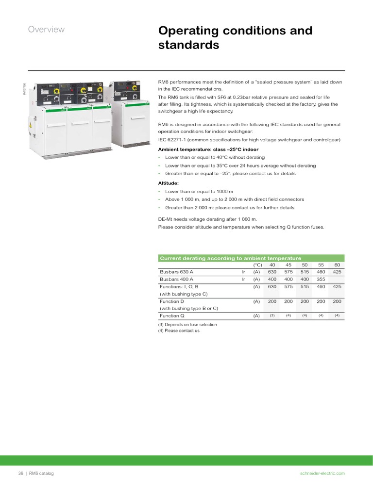 RM6 Switchgear Specifications Overview | PDF | Electric Power | Electronics