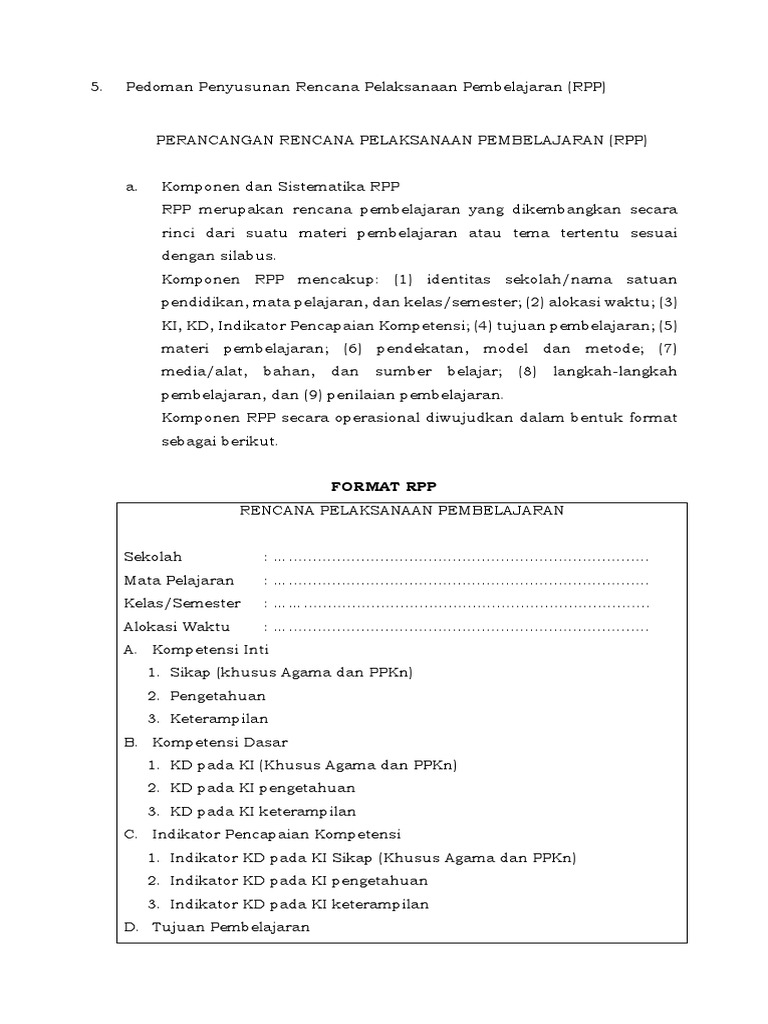 Format rpp dan langkah langkah pbl pjbl pdf