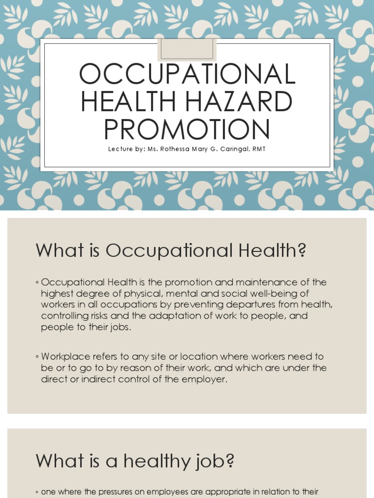 Occupational Health PDF Occupational Safety And Health