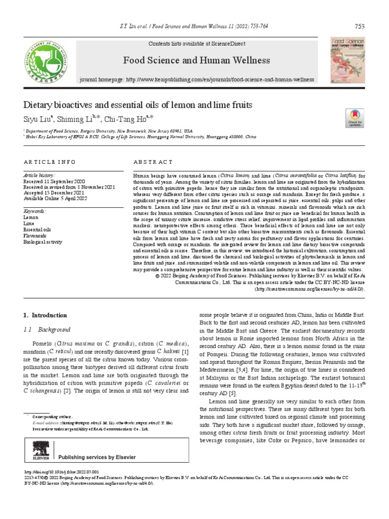 1 s2.0 S2213453022000052 Main | PDF | Lime (Fruit) | Lemon