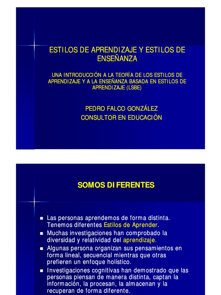 Estilos de Aprendizaje y Enseñanza | PDF | Aprendizaje | Aprendiendo ...