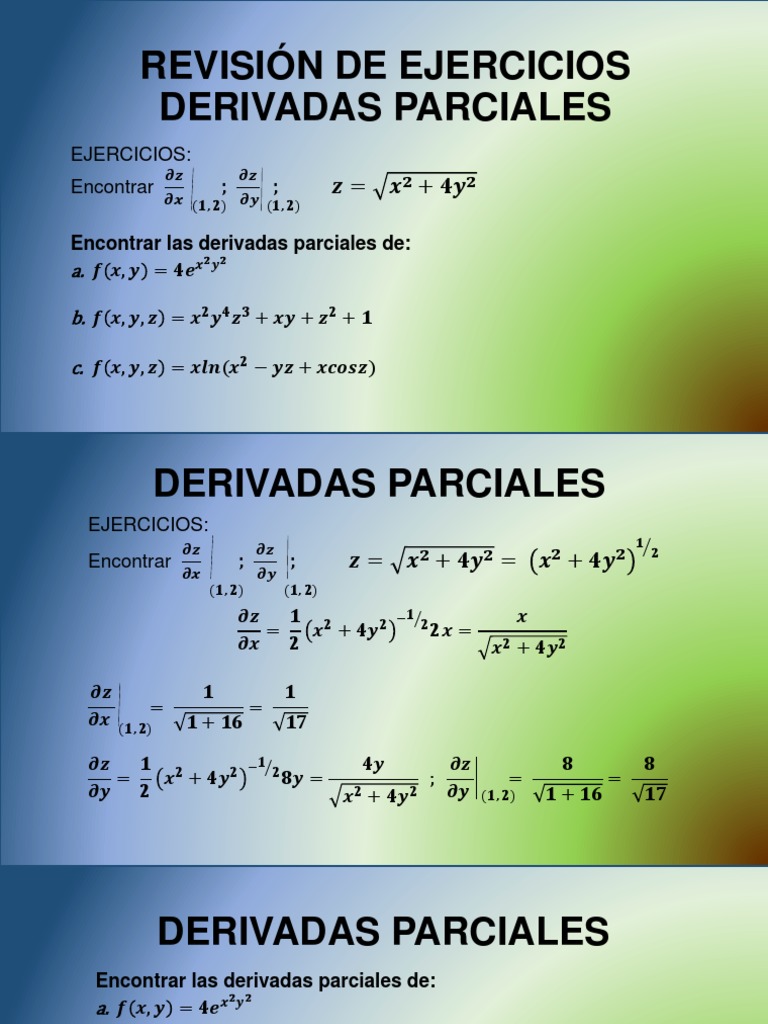 Ejercicios de Derivadas Parciales | PDF | Ecuación diferencial parcial ...