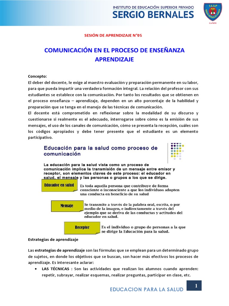 Semana 5 Educacion para La Salud V01 | PDF | Aprendizaje | Método de ...