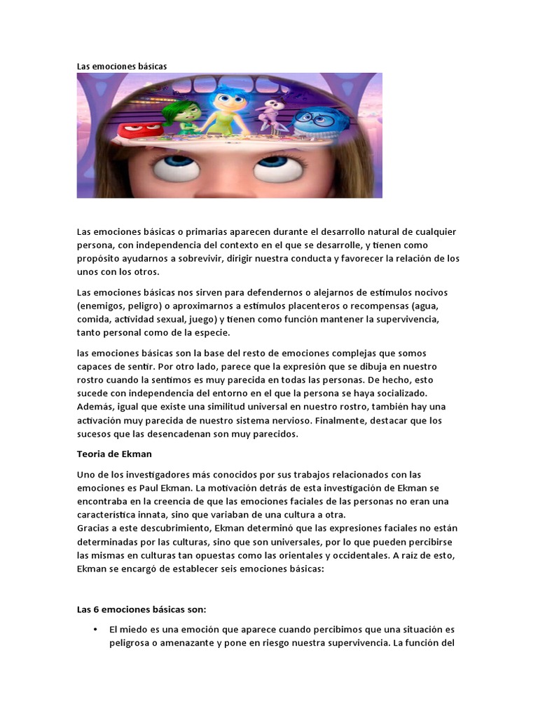 Emociones Básicas y Teoría de Ekman | PDF | Las emociones | Temor