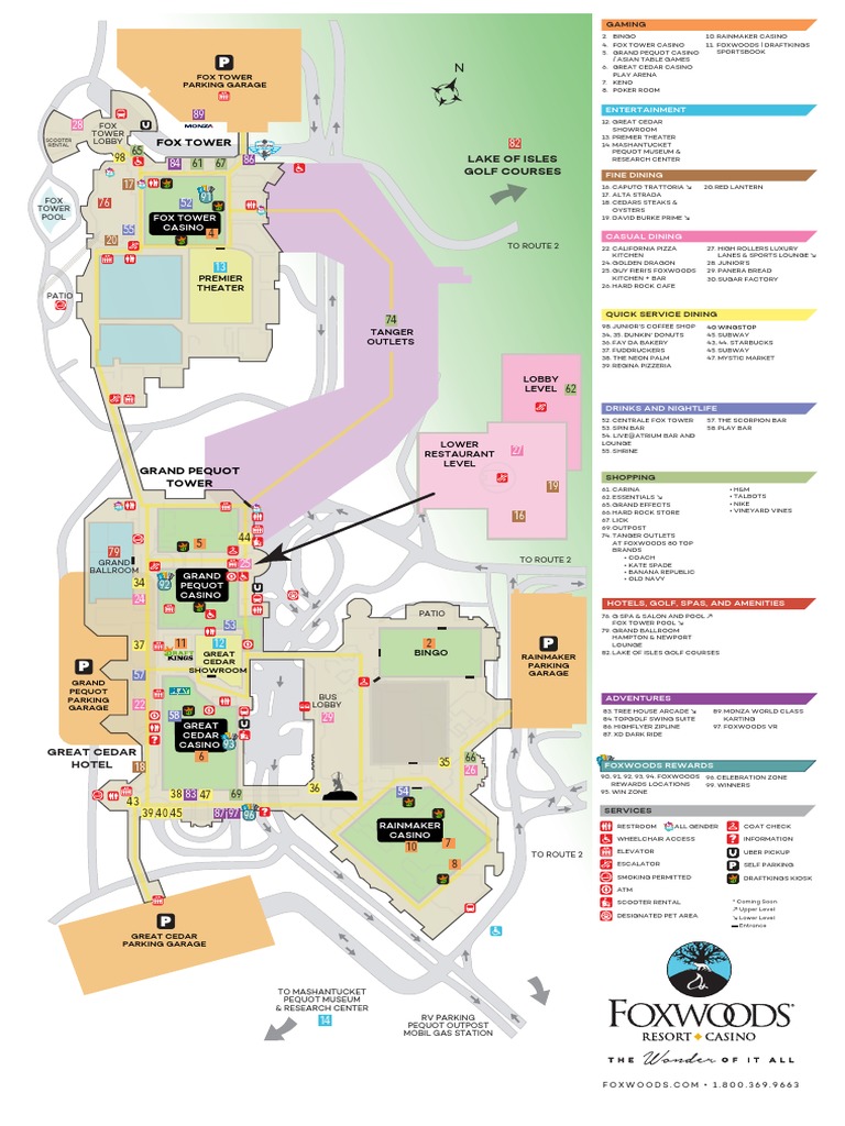 Foxwoods property map pdf restaurants