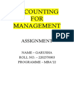 Accounting for Management Assignment