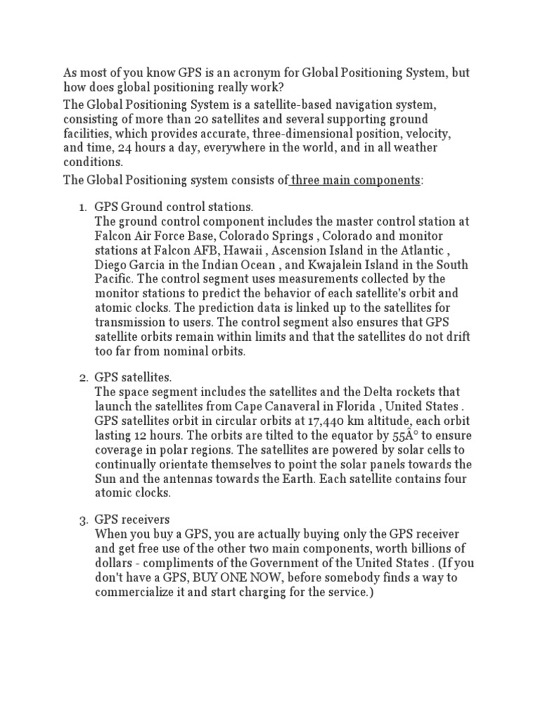 Global Positioning System Pdf Global Positioning System Satellite