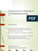 M1 Introduction To Research in Entrepreneurship