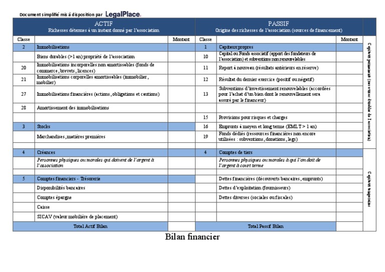 Bilan Financier Association Excel Gratuit Annexe | PDF | Capital ...