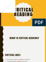 Critical Reading: Understanding Texts Through Analysis