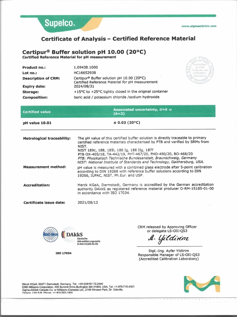 Buffer 10 Merck | PDF