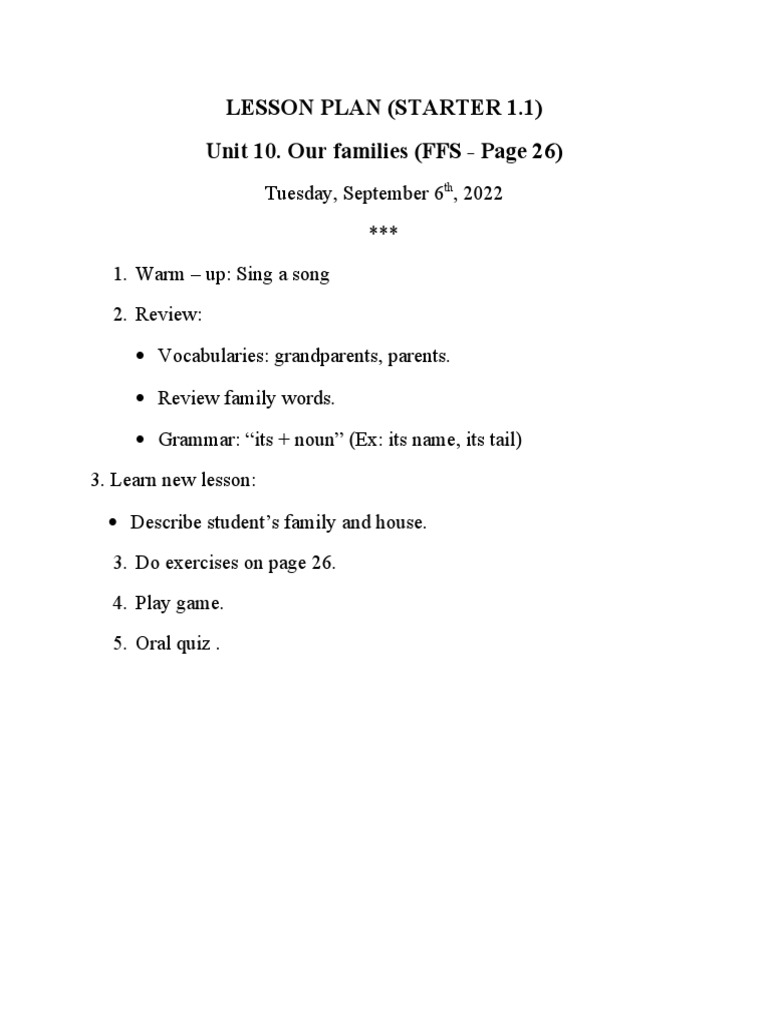 Starters1.1 Unit10 (FFS P26) 06 09 22 | PDF | Foreign Language Studies
