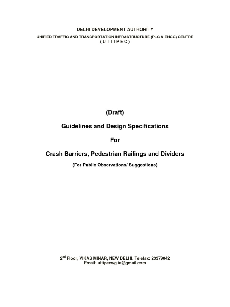Guidelines for Crash Barriers & Railings | PDF | Traffic | Road