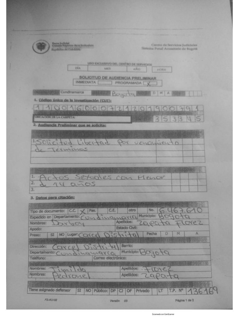 Solicitud Vencimiento de Terminos Darboy PDF