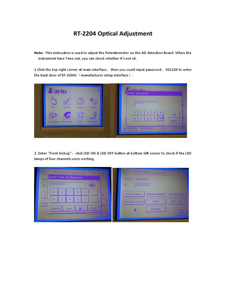 Adjustment of Potentiometers on the AD Detection Board to Optimize