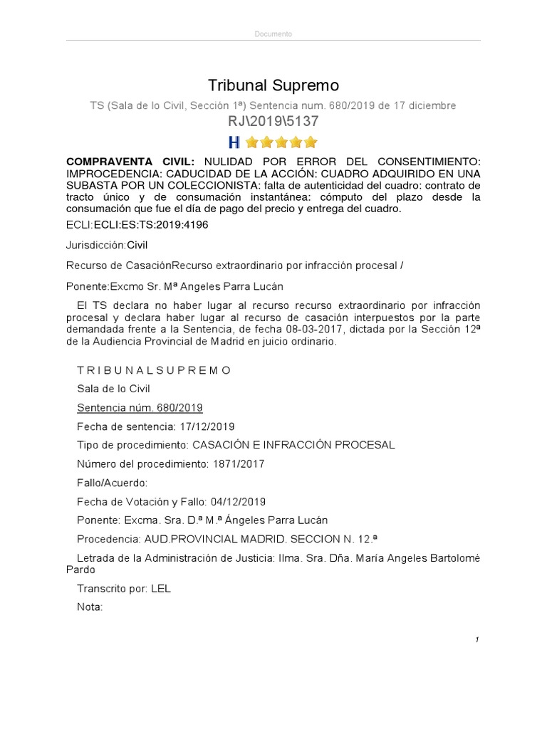 STS de 17 de Diciembre de 2019 | PDF | Apelación | Sentencia (ley)
