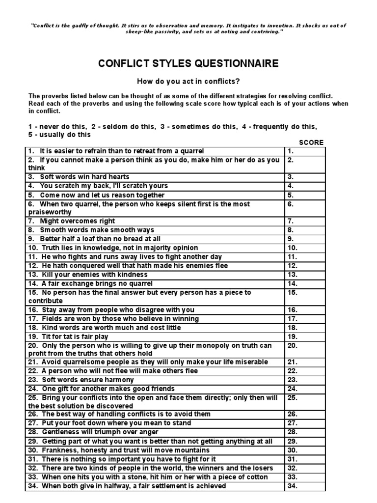 Conflict Styles and Management Strategies | PDF | Goal | Psychological ...