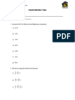 Evaluación Matemática 7° B