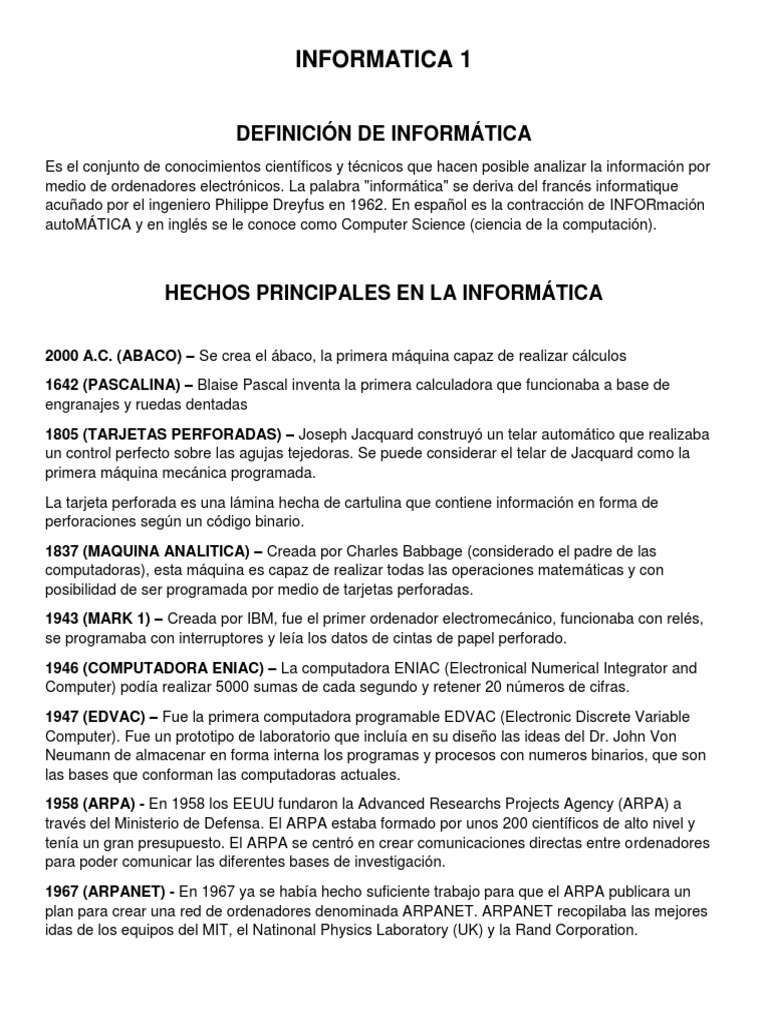 Guía Informatica 1 | PDF | Periférico | Hardware de la computadora