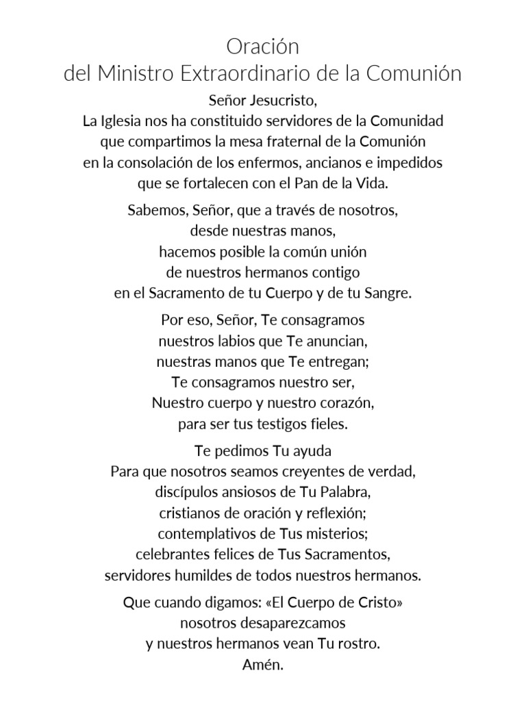 Oración del Ministro de Comunión | PDF | Religión y espiritualidad