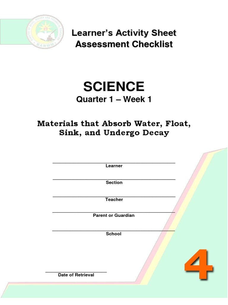 Science Grade 4 Q1week 1 Pdf Learning Water
