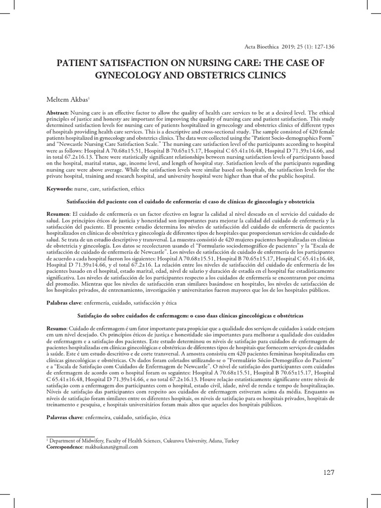 Patient Satisfaction in Nursing Care | PDF | Nursing | Hospital