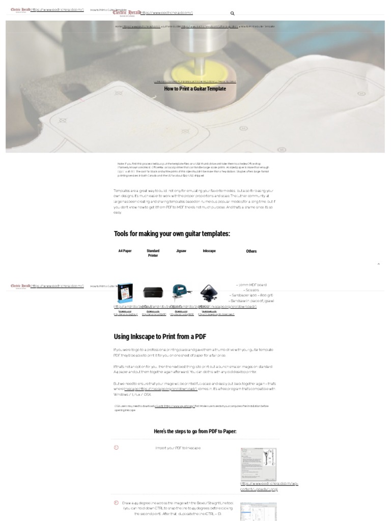 How To Print A Guitar Template Electric Herald PDF Computing