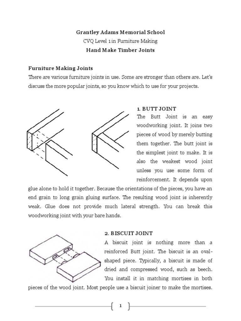 Essential Wood Joints for Furniture Making | PDF | Industrial Processes ...