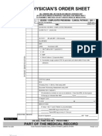 Physician'S Order Sheet: Part of The Medical Record
