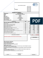 Orden de trabajo para montaje y fabricación en obra Centeno por $18,323