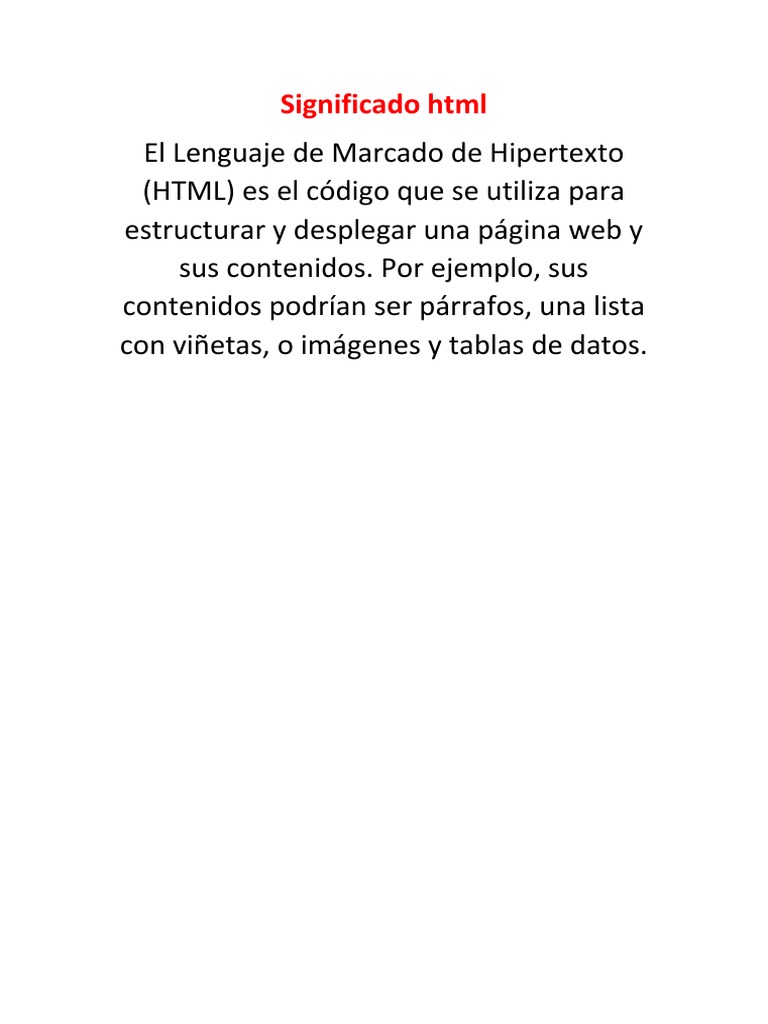 Significado HTML PDF