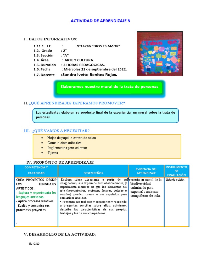 Actividad de Aprendizaje 3 Miércoles 21 de Setiembre. | PDF ...