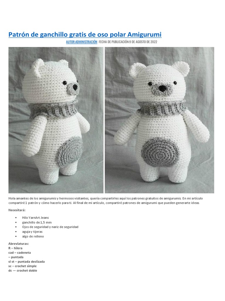 Hacer Peluches Osito Peluches De Hilo A Crochet Oso Amigurumi