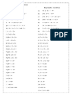 Atividade de Matematica Expressoes Numericas 5º Ou 6º Ano