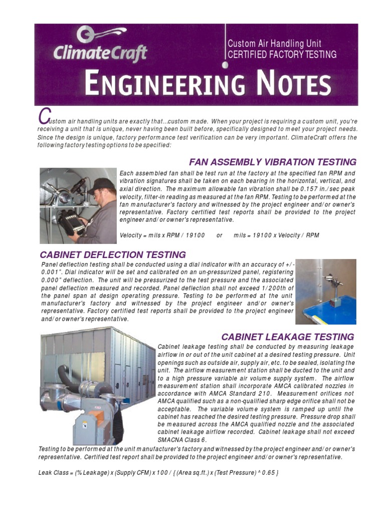 AHU UNit Casing Leakage Test | PDF | Mechanical Fan | Calibration