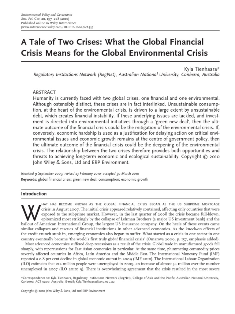 A Tale of Two Crises: What The Global Financial Crisis Means For The ...