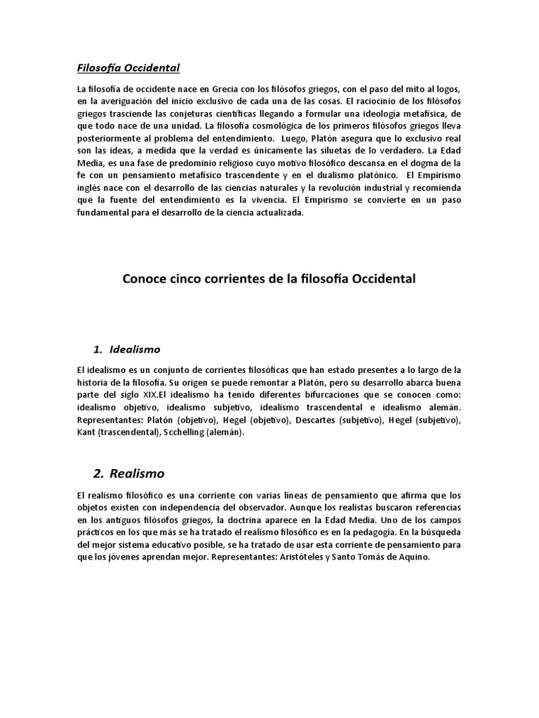 Filosofía Occidental PDF Empirismo Realismo filosófico