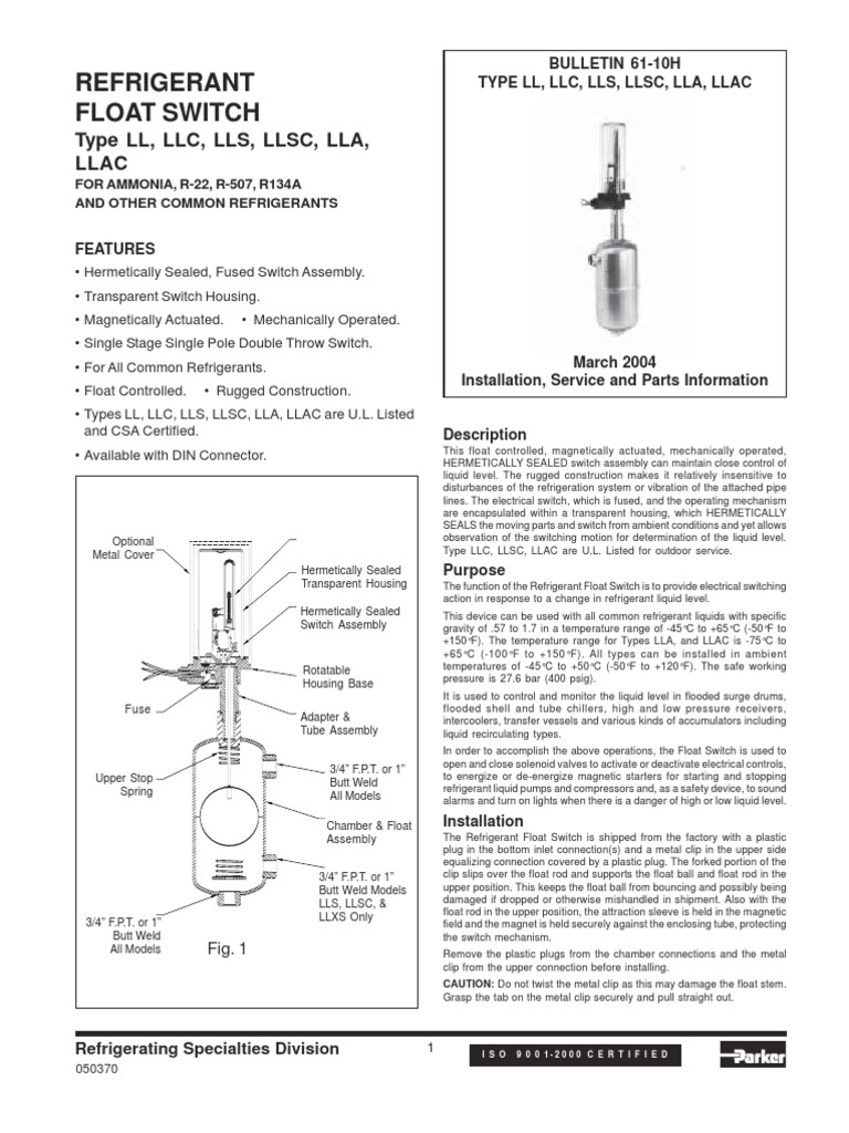 Float SW Parker PDF Switch Fuse (Electrical)