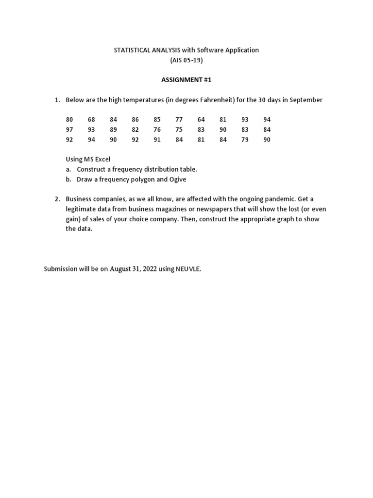 Statistical Analysis Assign1 | PDF | Computers